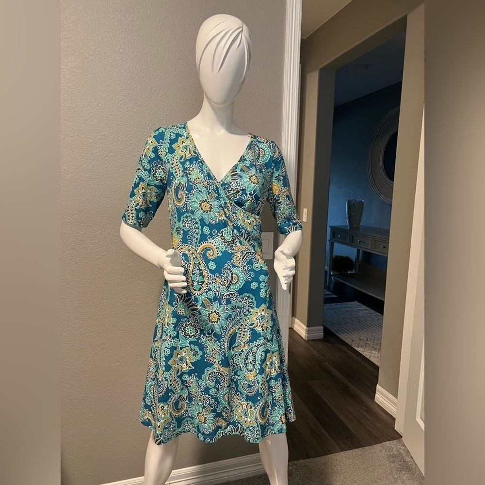 PRANA Paisley Crossover bodice A-line Dress size M